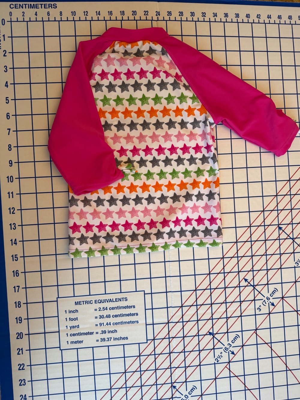 Kids' UV Swim Rashguard - Hot Pink Sleeves with Multicolor Stars - Picture 3 of 4